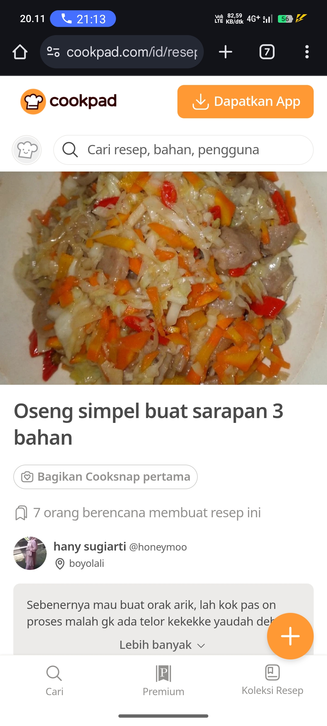 Oseng Simpel 3 Bahan