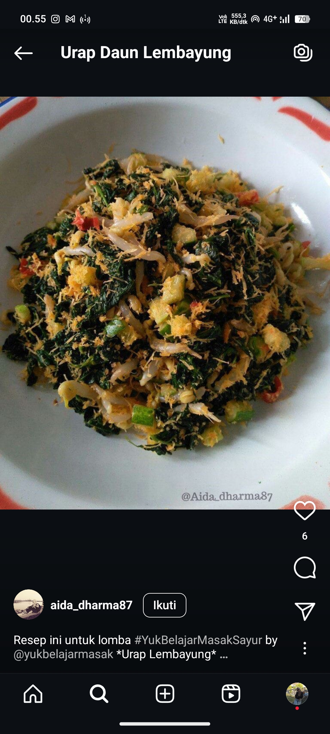 Urap Daun Lembayung