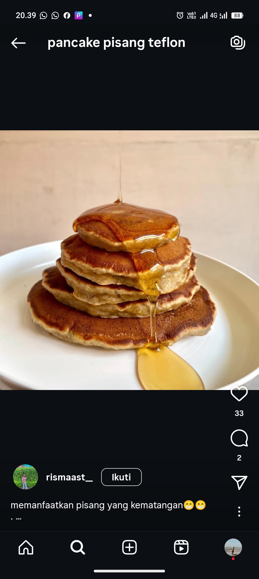 Resep pancake pisang teflon