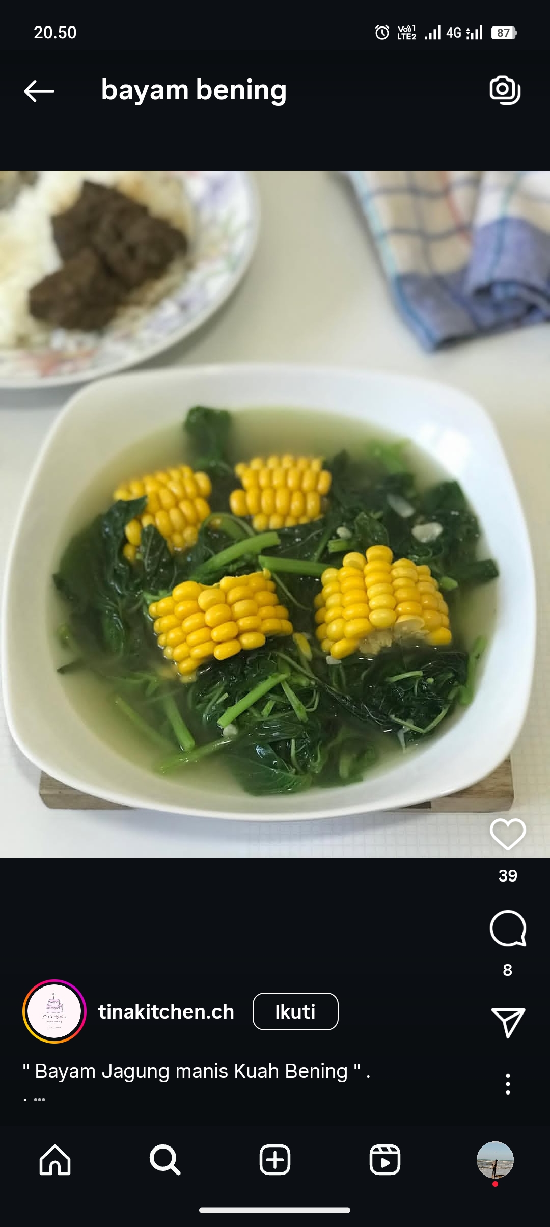 Resep mudah Bayam masak bening