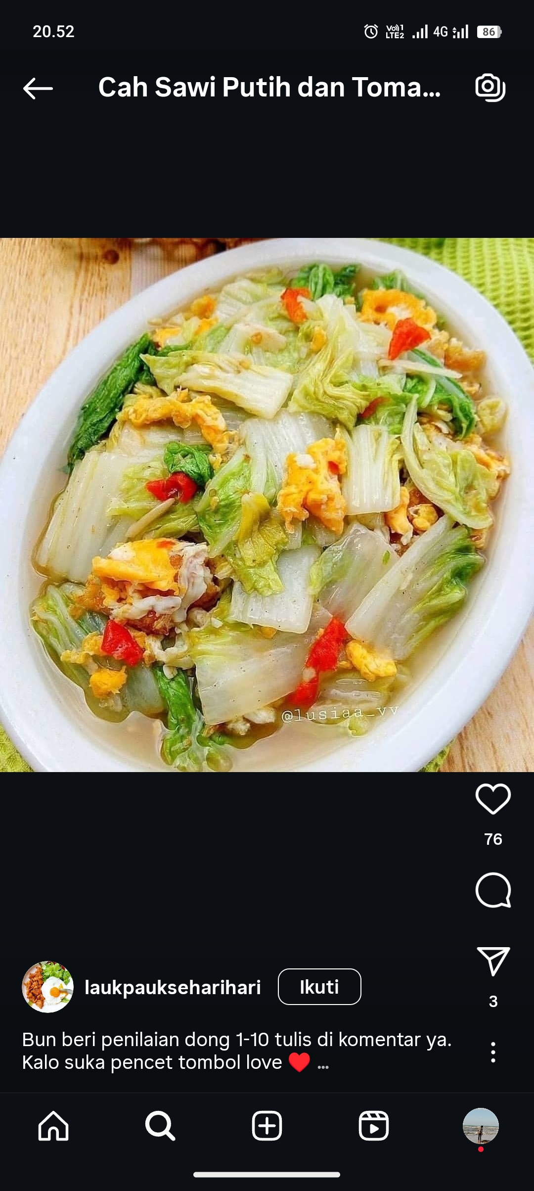Resep Cah Sawi Putih dan Tomat Telur