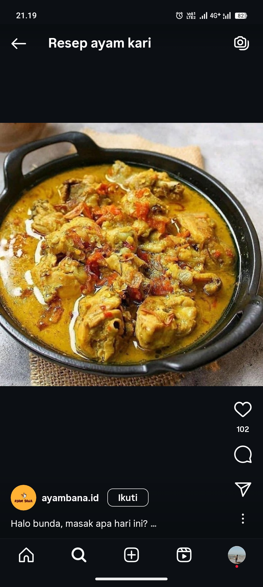 Resep ayam masak kari
