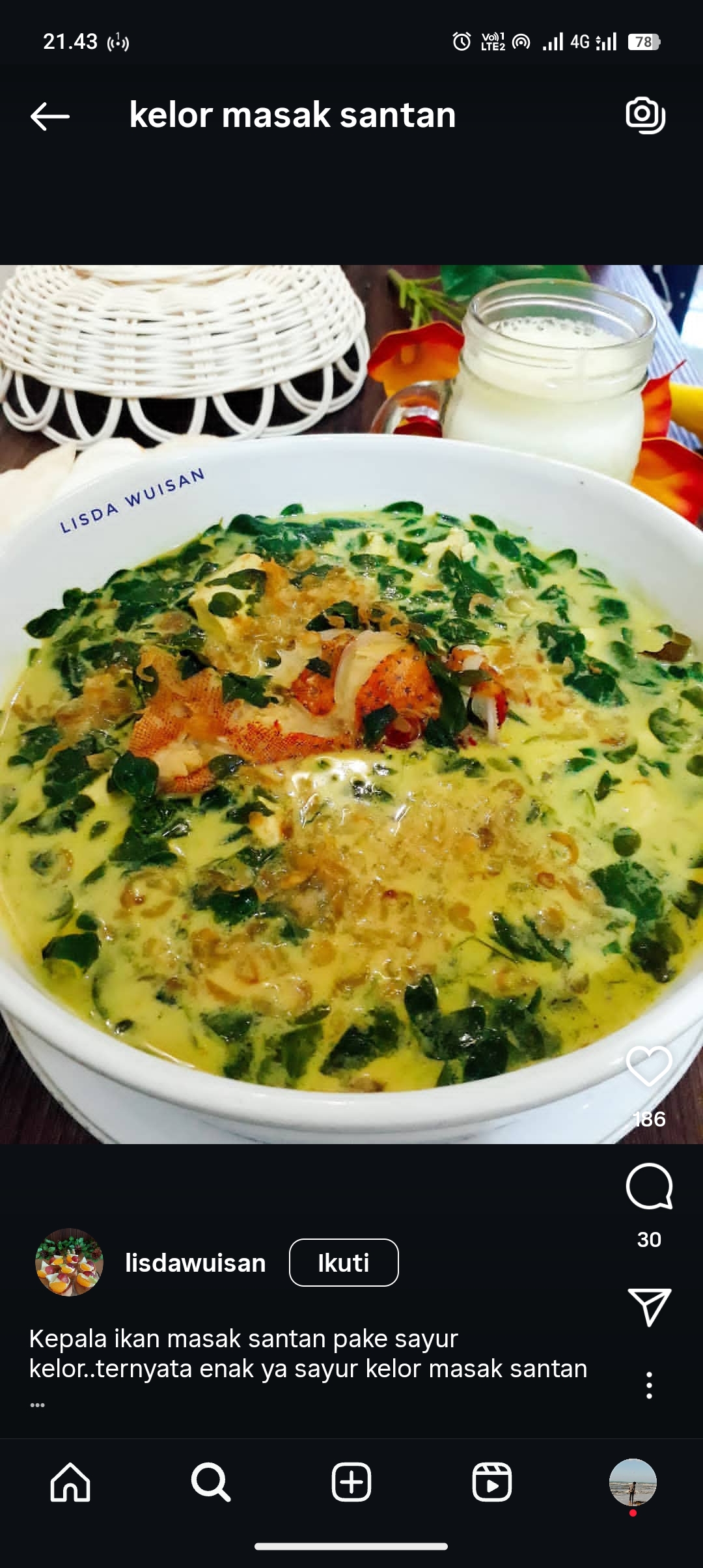 Resep daun kelor masak santan