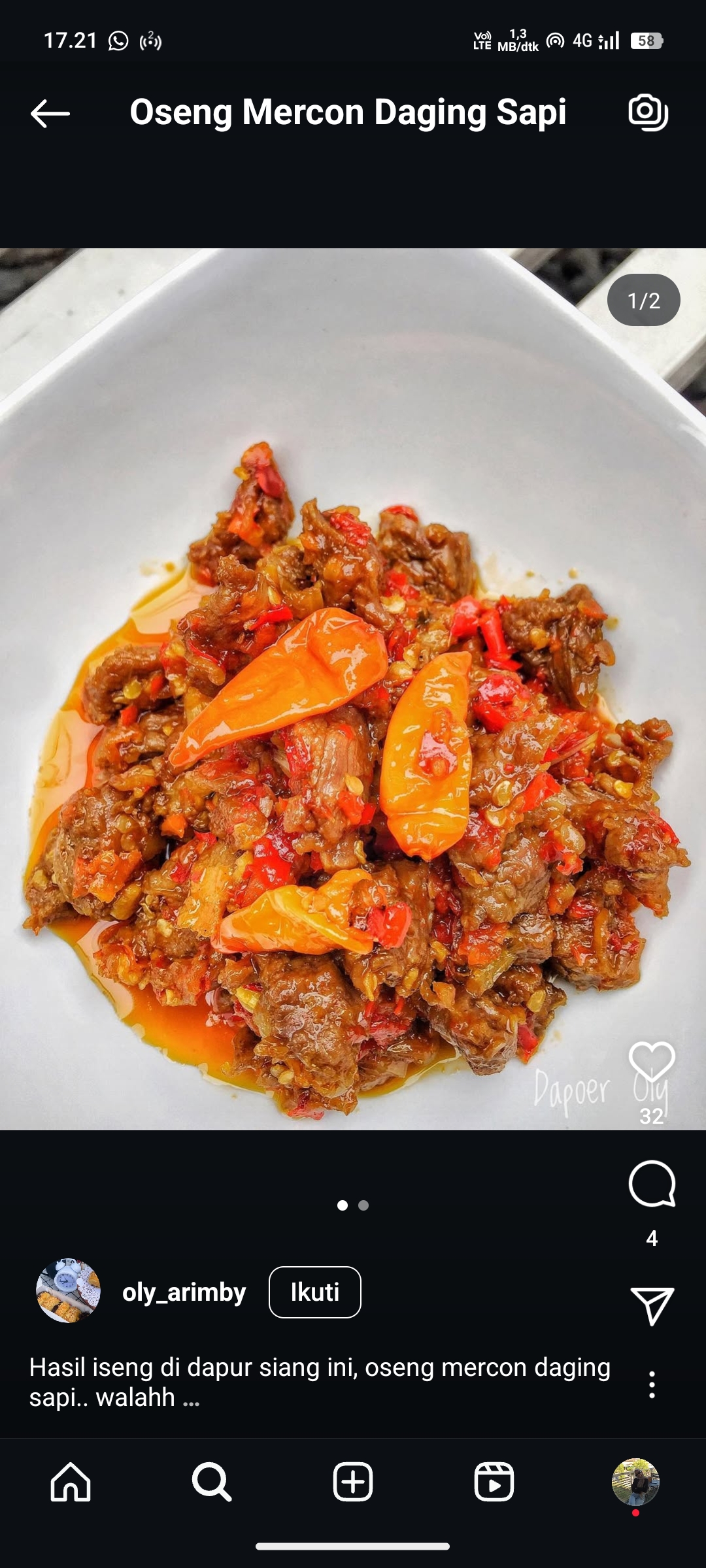 Oseng Mercon Daging Sapi