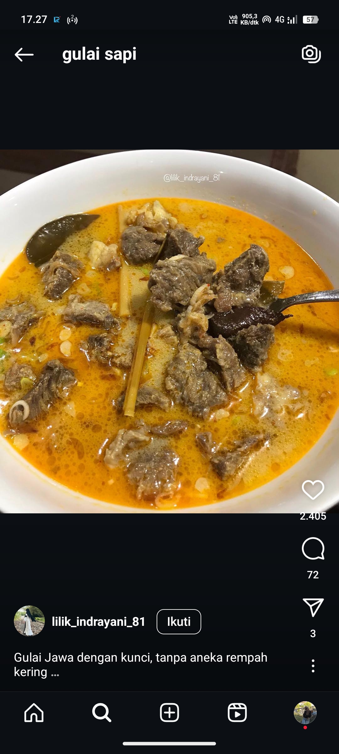 Gulai daging sapi