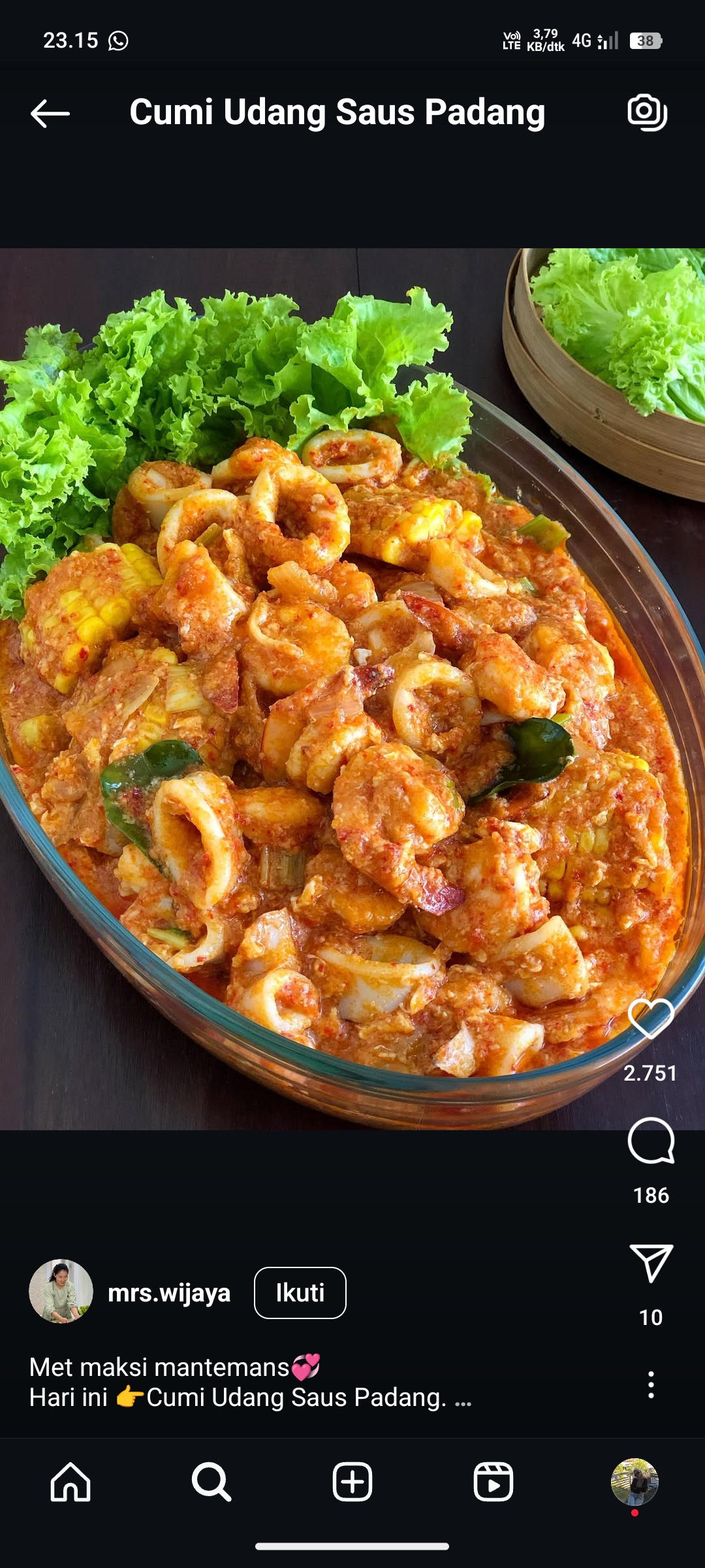 Cumi Udang Saus Padang