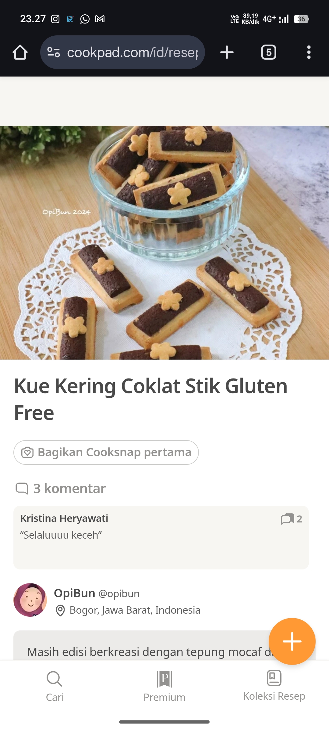 Kue Kering Coklat Stik Gluten Free