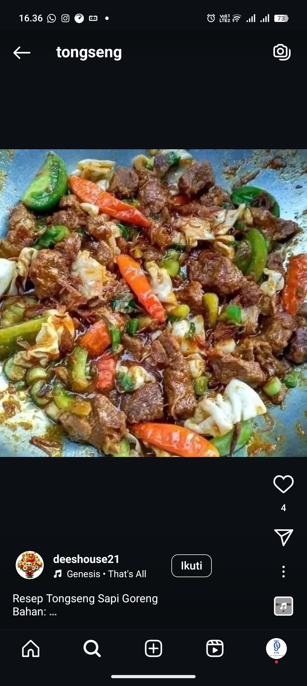 Resep tongseng sapi