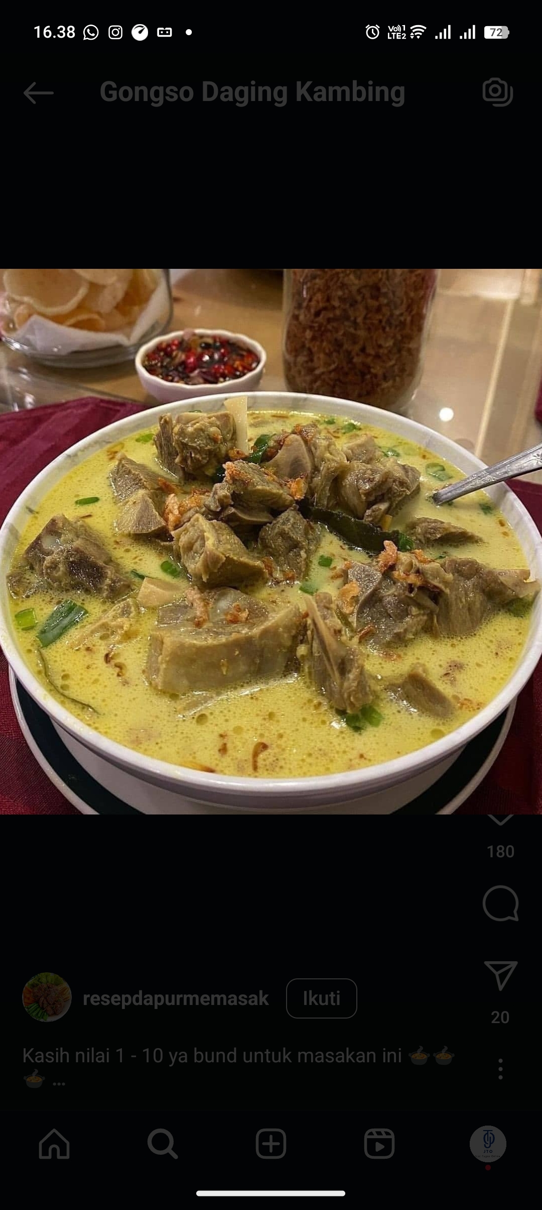 Resep  Gongso Daging Kambing