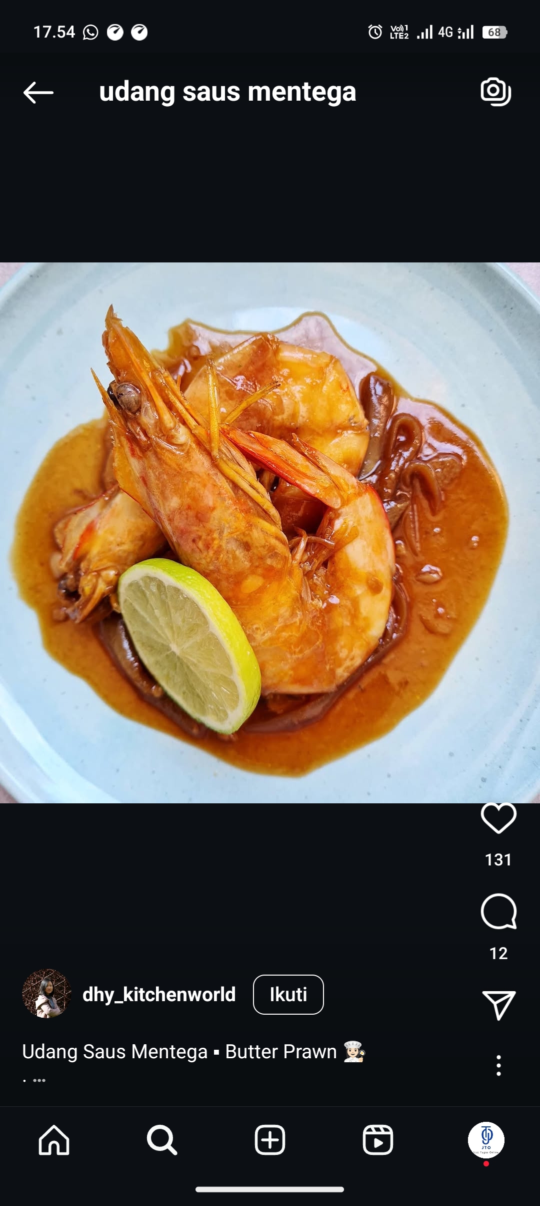 Udang saus mentega