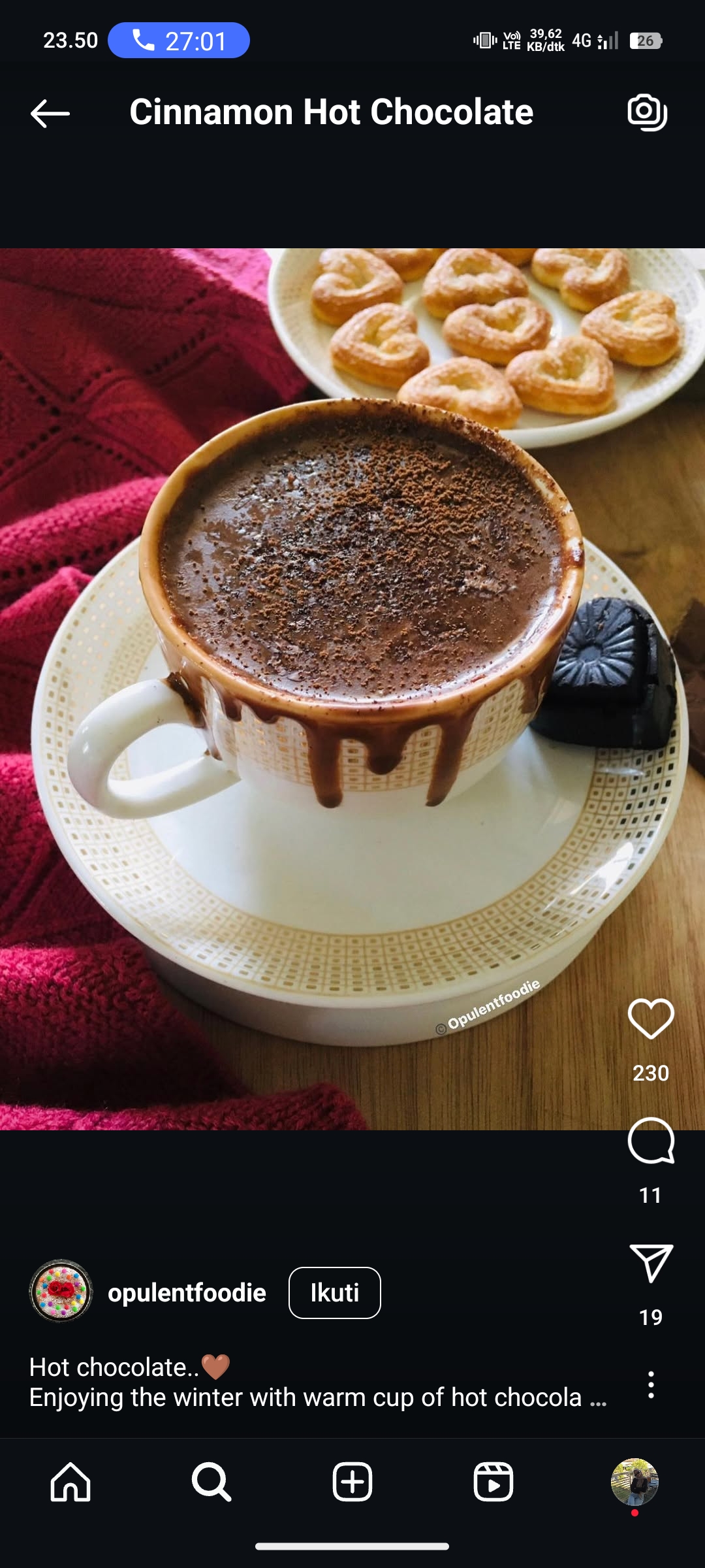 Ilustrasi Cinnamon Hot Chocolate