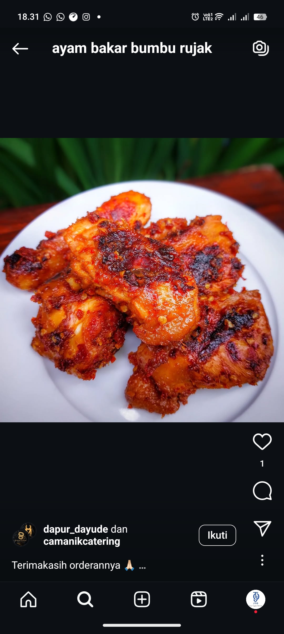 Resep ayam bakar bumbu rujak