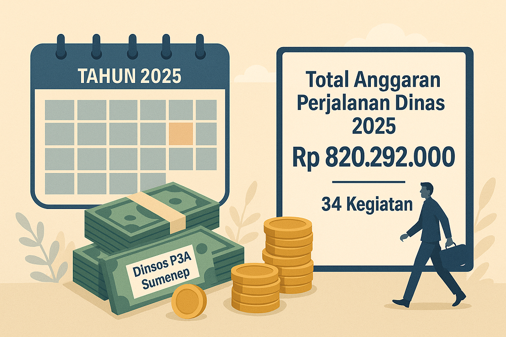 Total Anggaran Dinsos P3A Sumenep untuk Perdin 34 Kegiatan tahun 2025