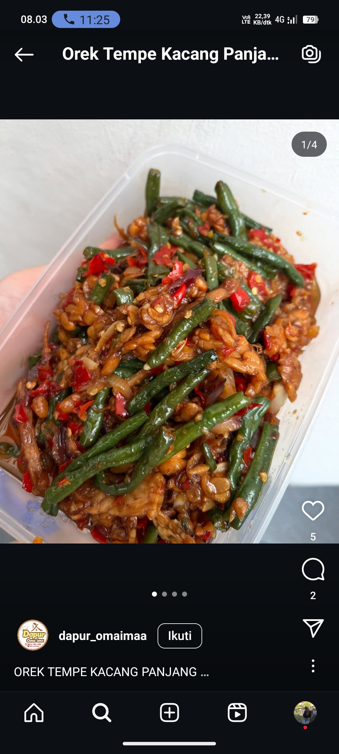 Orek Tempe Kacang Panjang