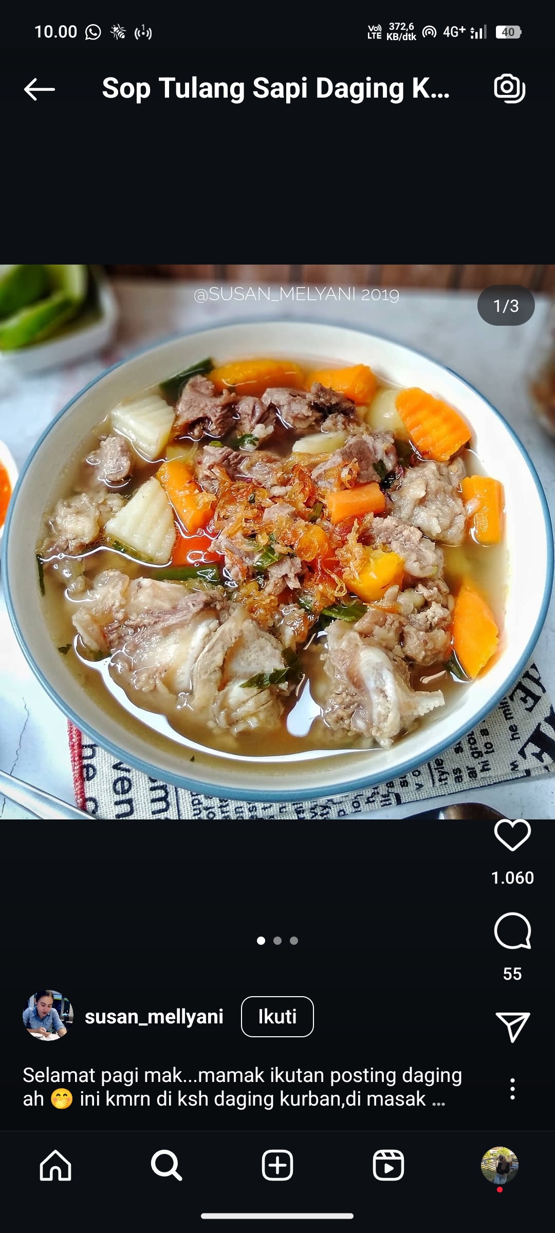 Sop Tulang Sapi Daging Kurban