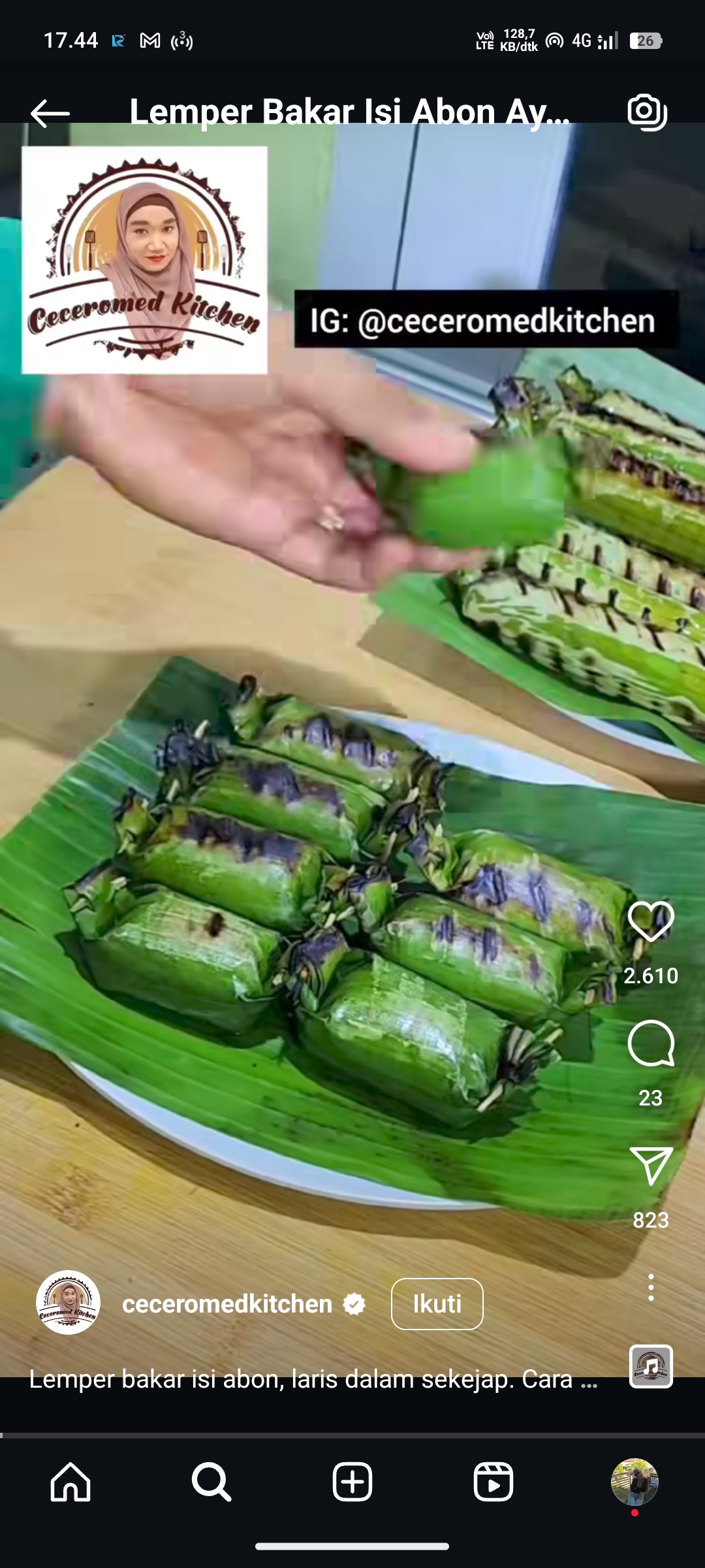 Lemper Bakar Isi Abon Ayam Pedas