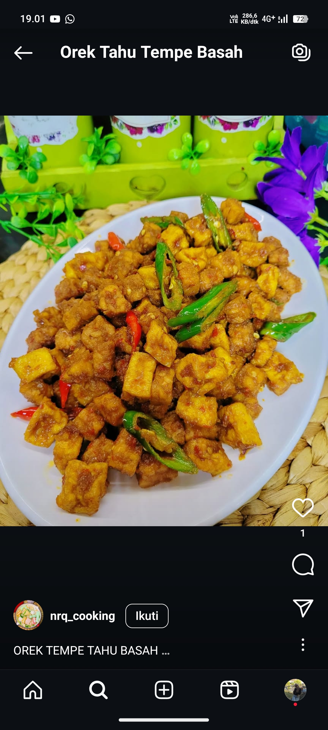 Orek Tahu Tempe Basah