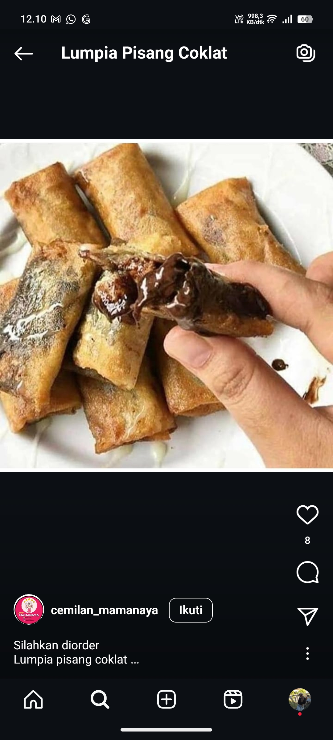 Lumpia Pisang Coklat