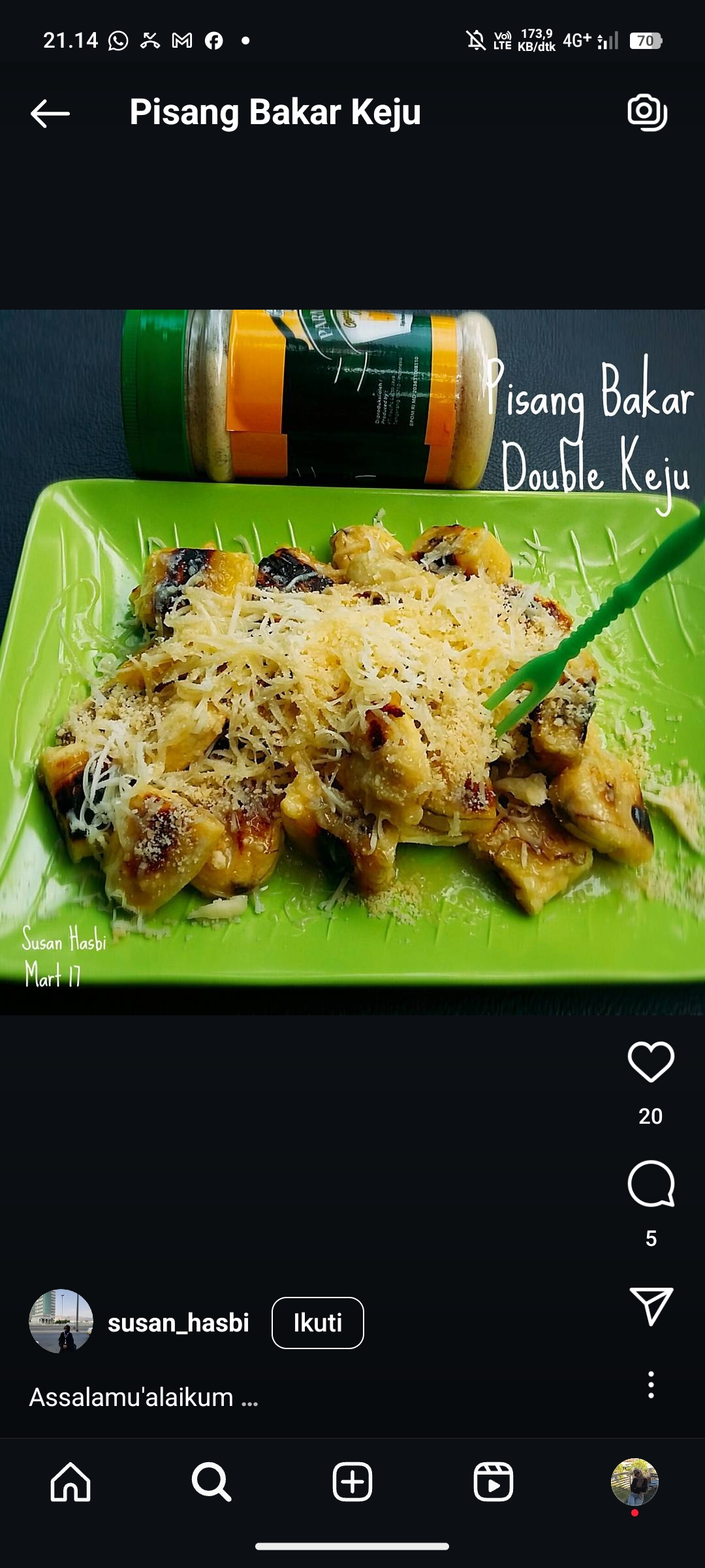 Pisang Bakar Keju