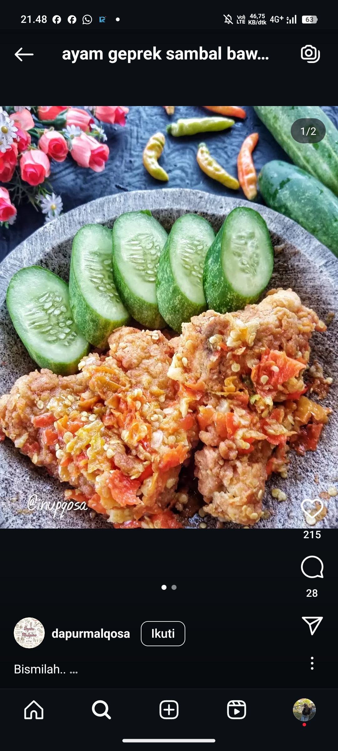 Ayam geprek sambal bawang