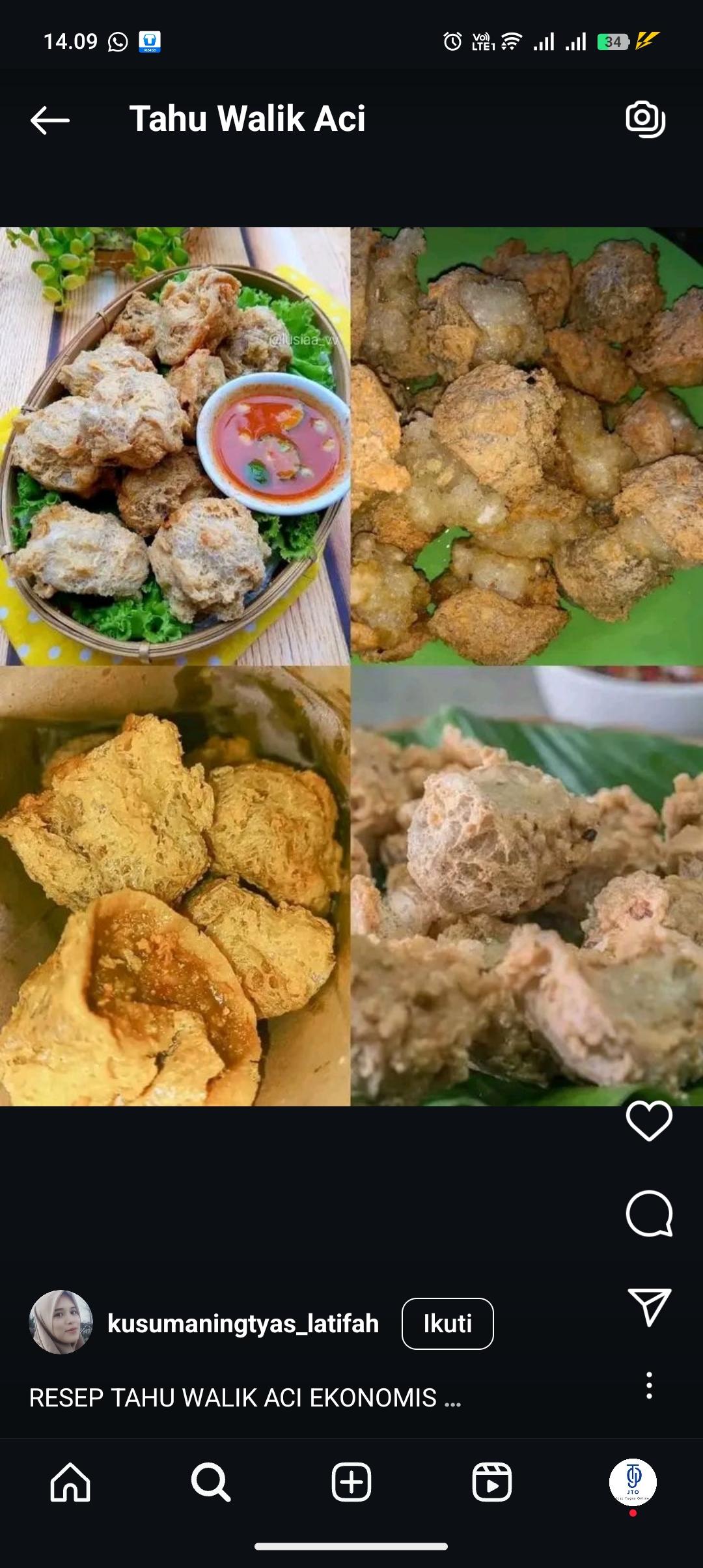 Resep tahu walik aci