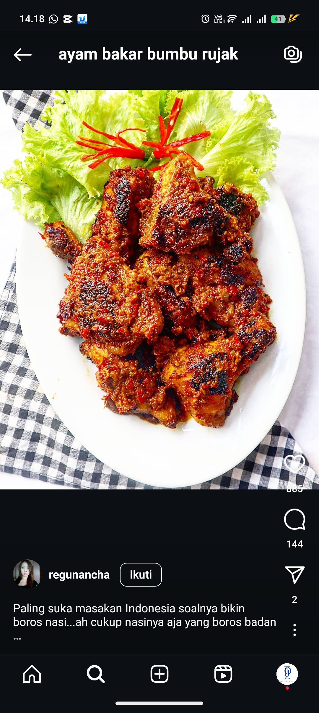 Resep ayam bakar bumbu rujak