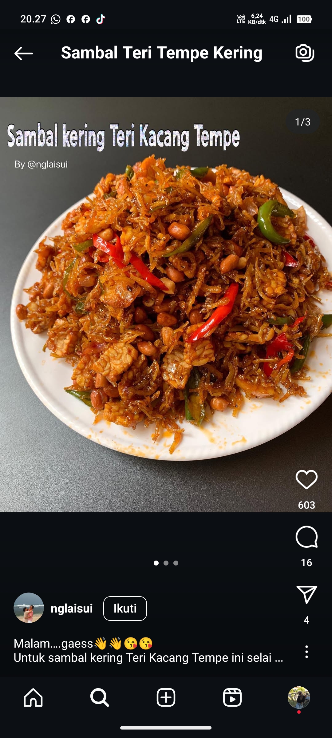 Sambal Teri Tempe Kering