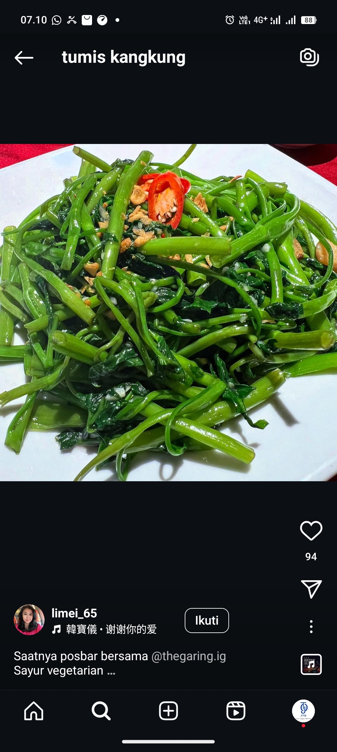 Resep Tumis Kangkung