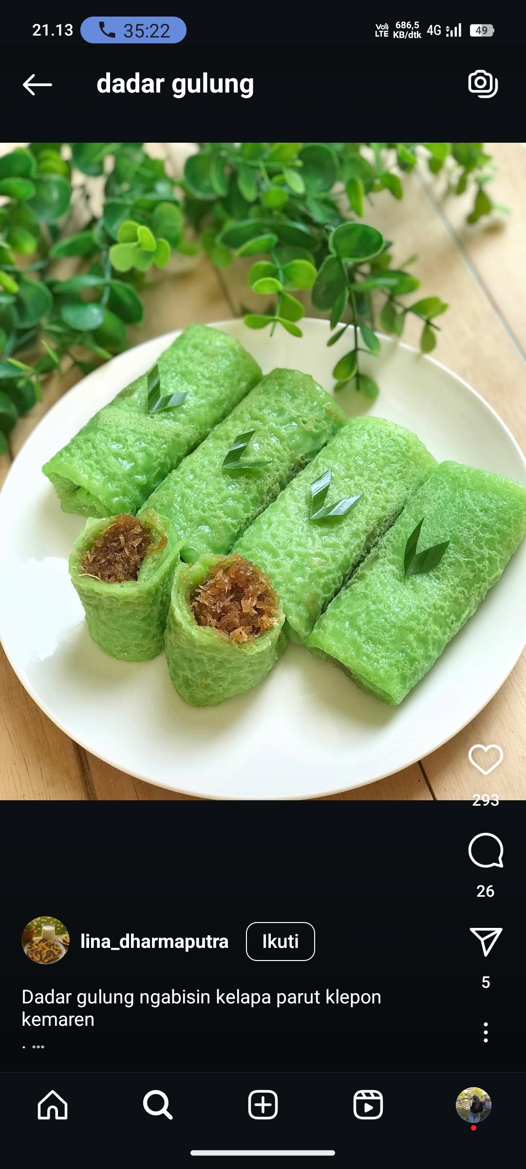 Dadar Gulung Isi Kelapa