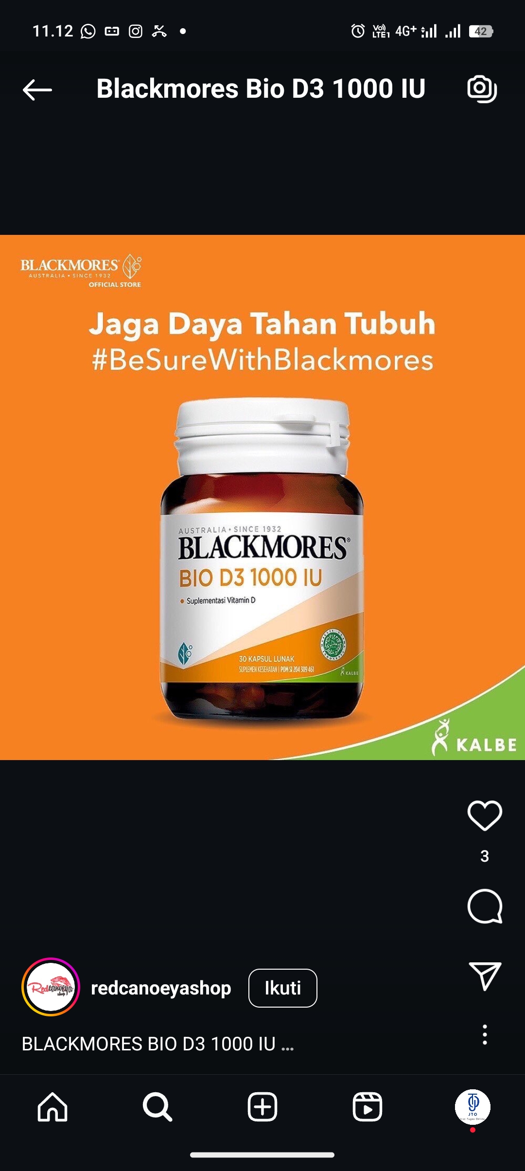 Beragam manfaat Blackmores Bio D3 1000 IU