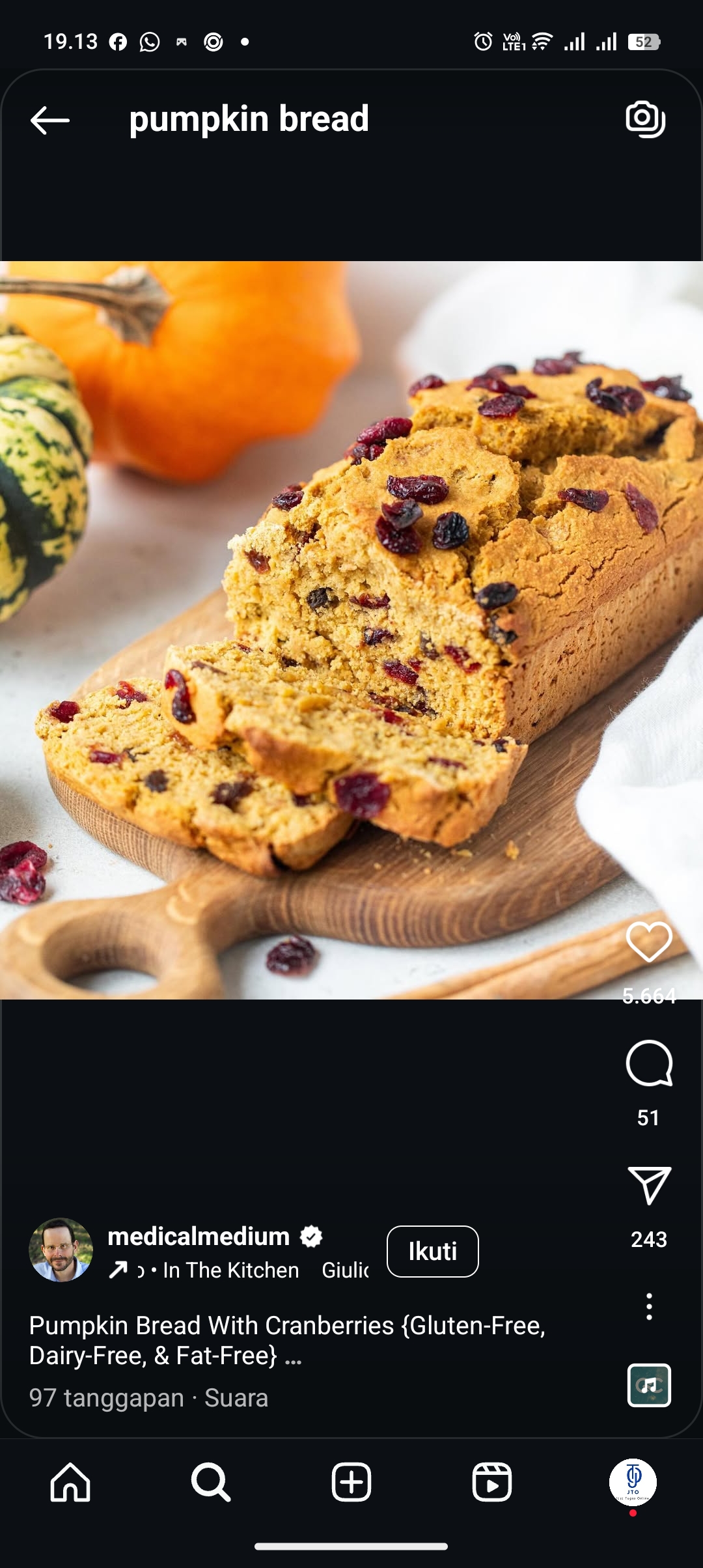Coba deh bikin  pumpkin bread dijamin keluarga senang