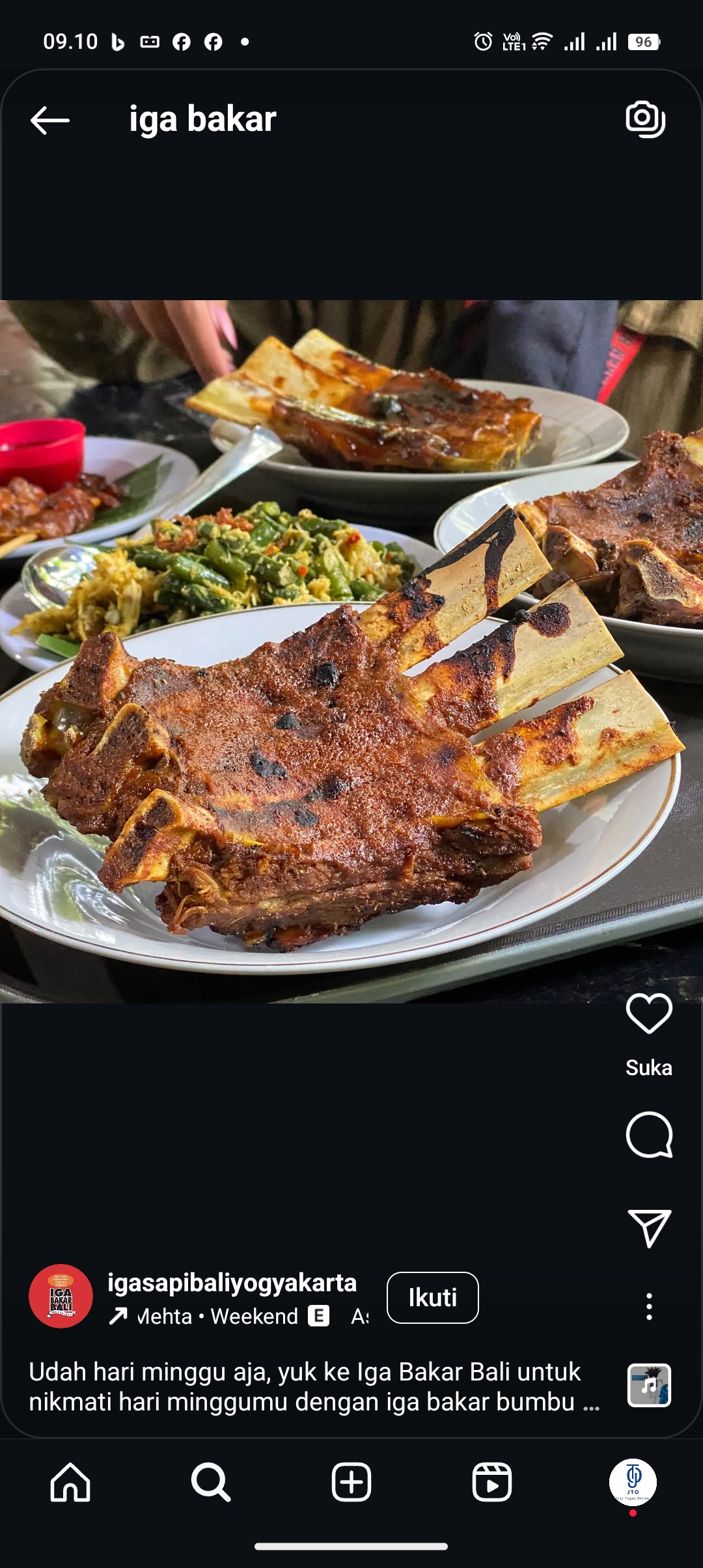 Siapa yang gak ketagihan dengan iga bakar