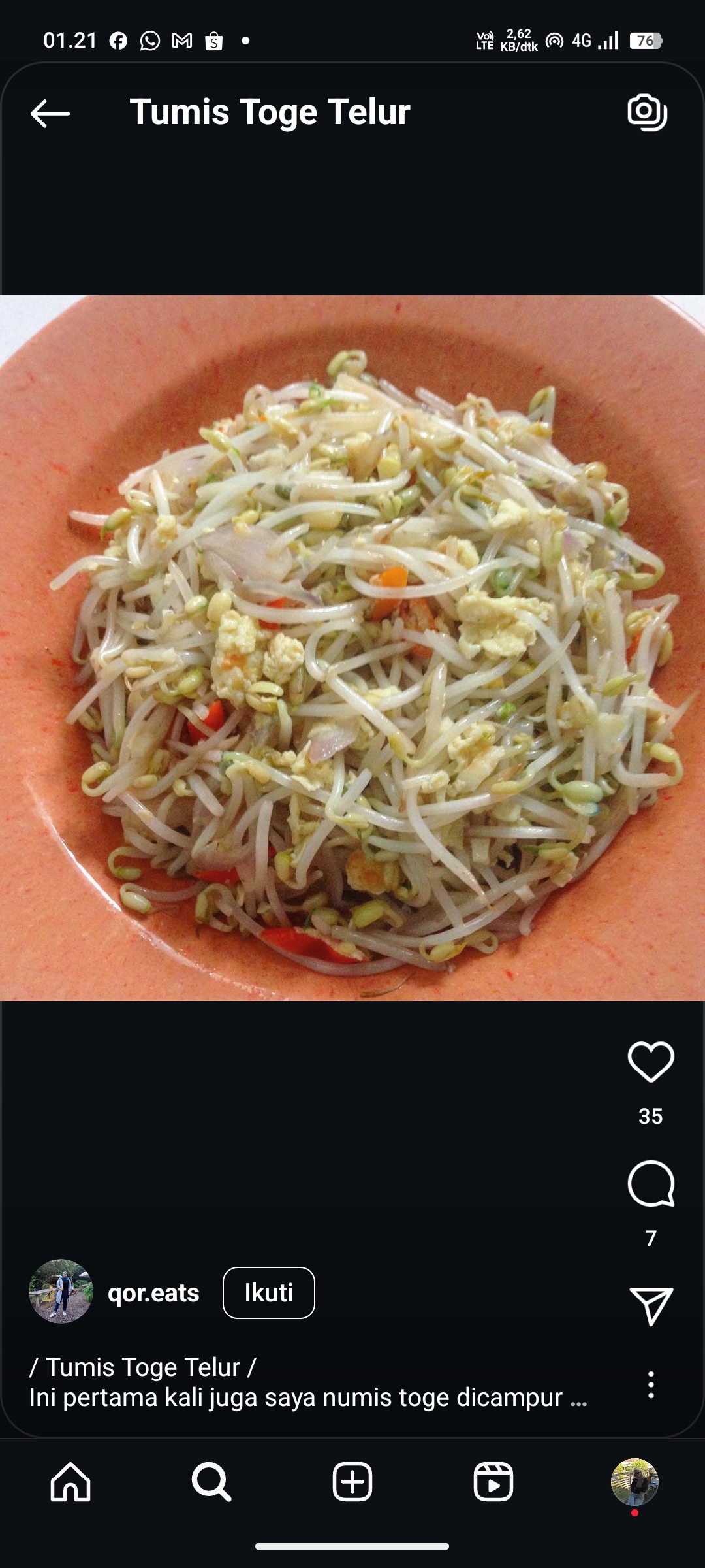 Tumis Toge Telur