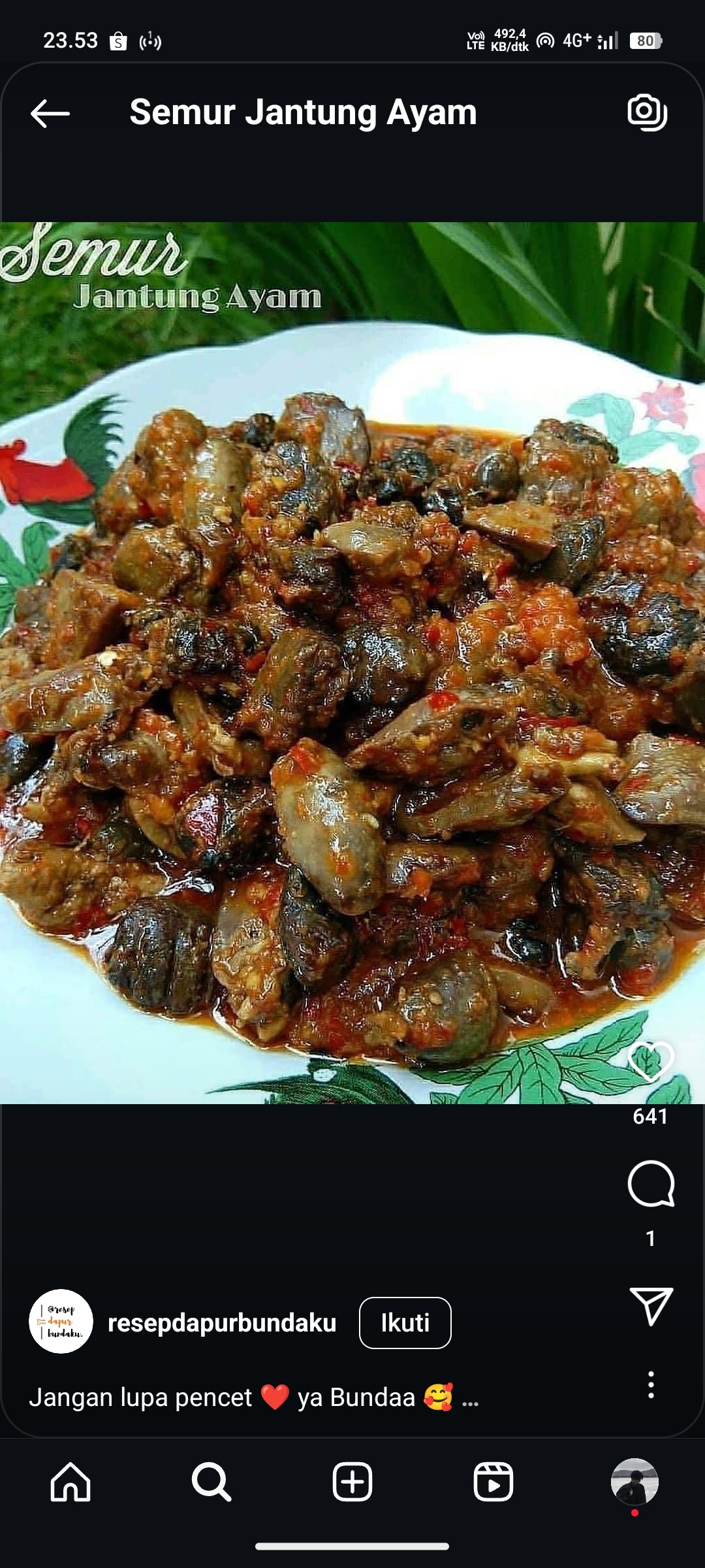 Semur Jantung Ayam