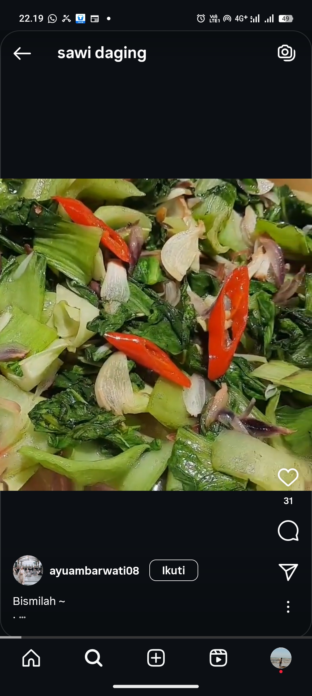 Buat sendiri Cha Sawi daging
