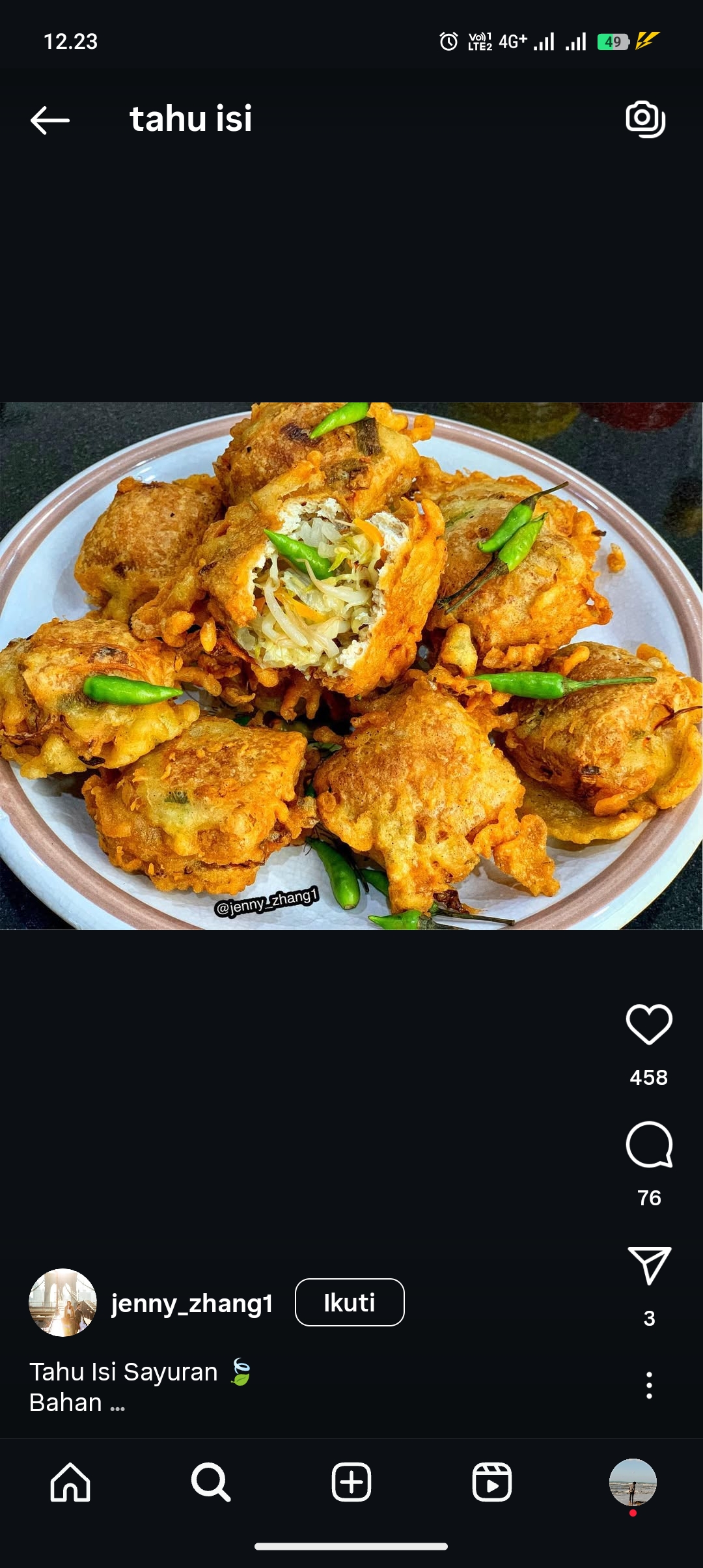 Resep tahu goreng isi sayur