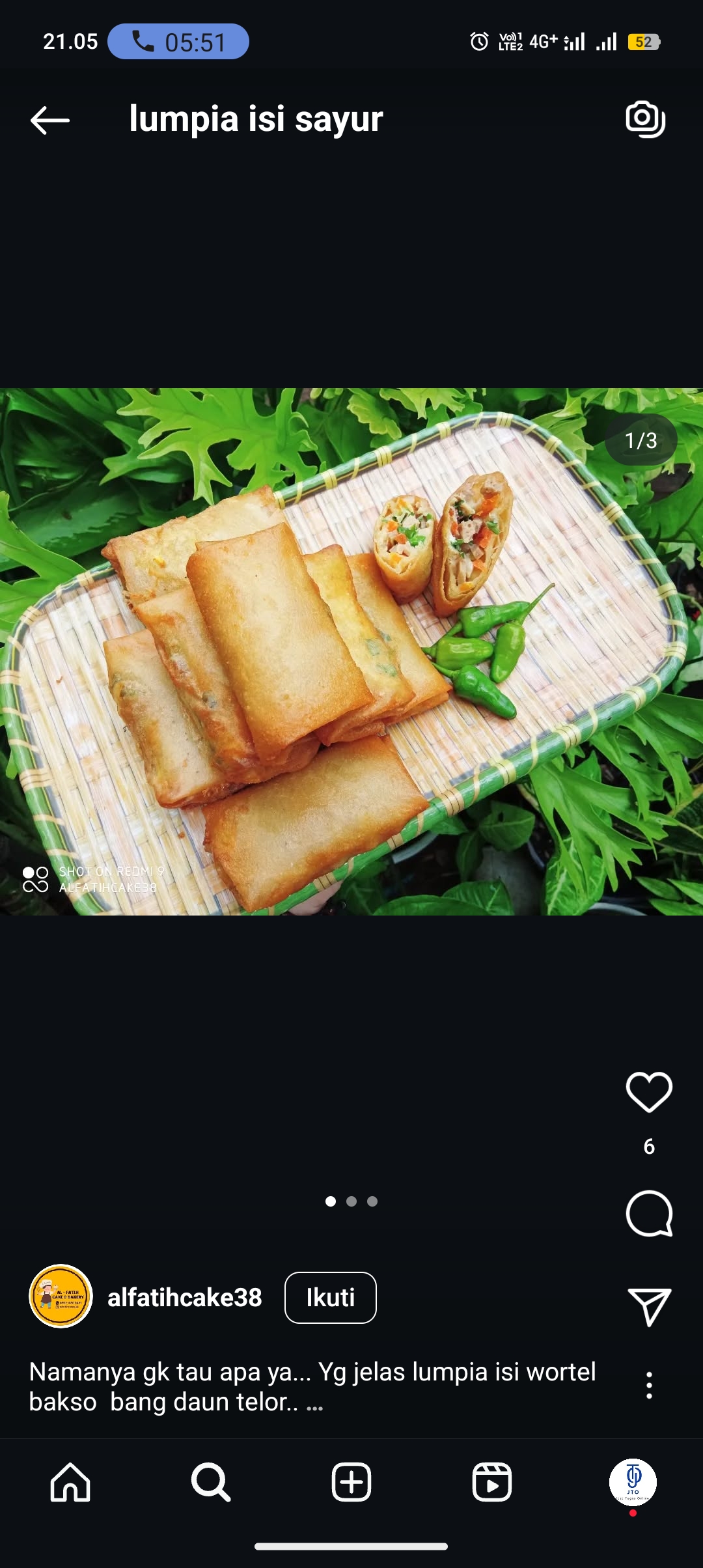 Lumpia isi ayam dan sayur enak