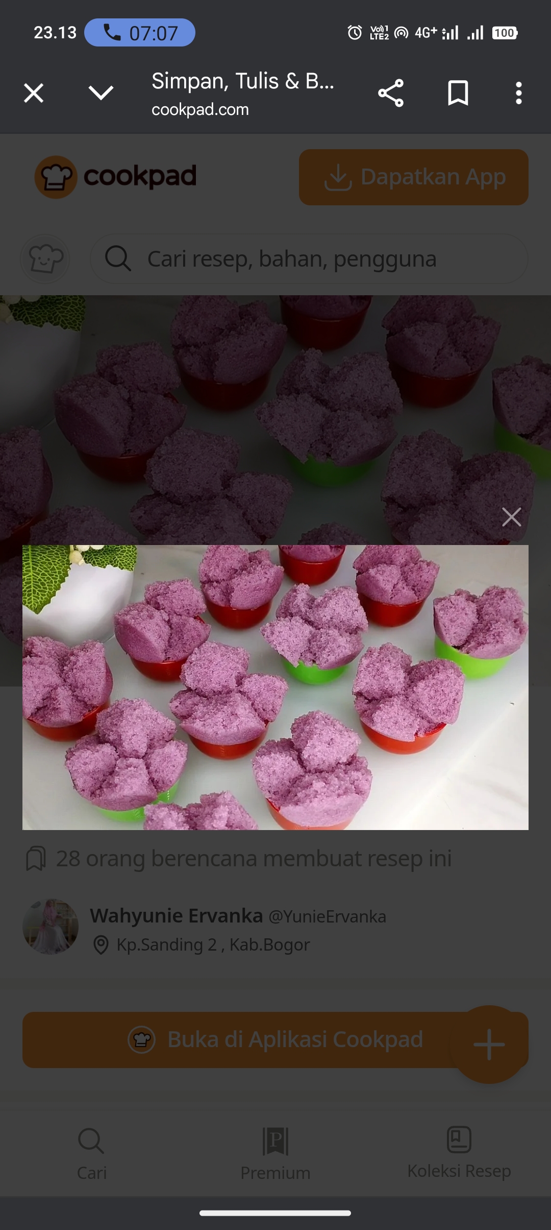 Kue mangkok mekar tanpa tape