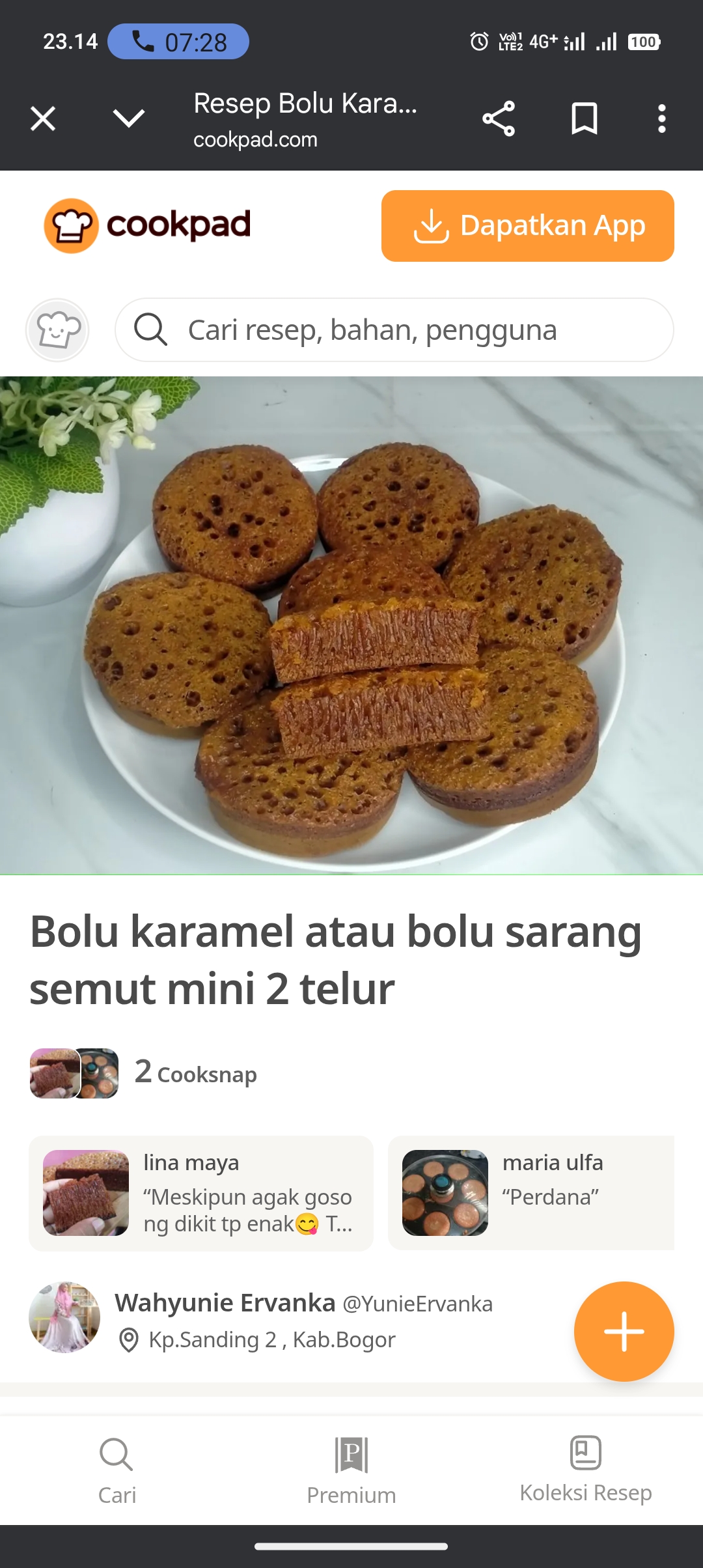 Bolu karamel besarang