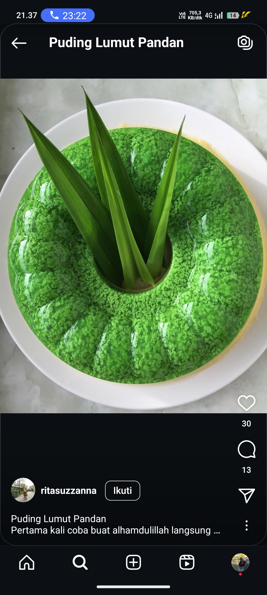 Puding Lumut Pandan