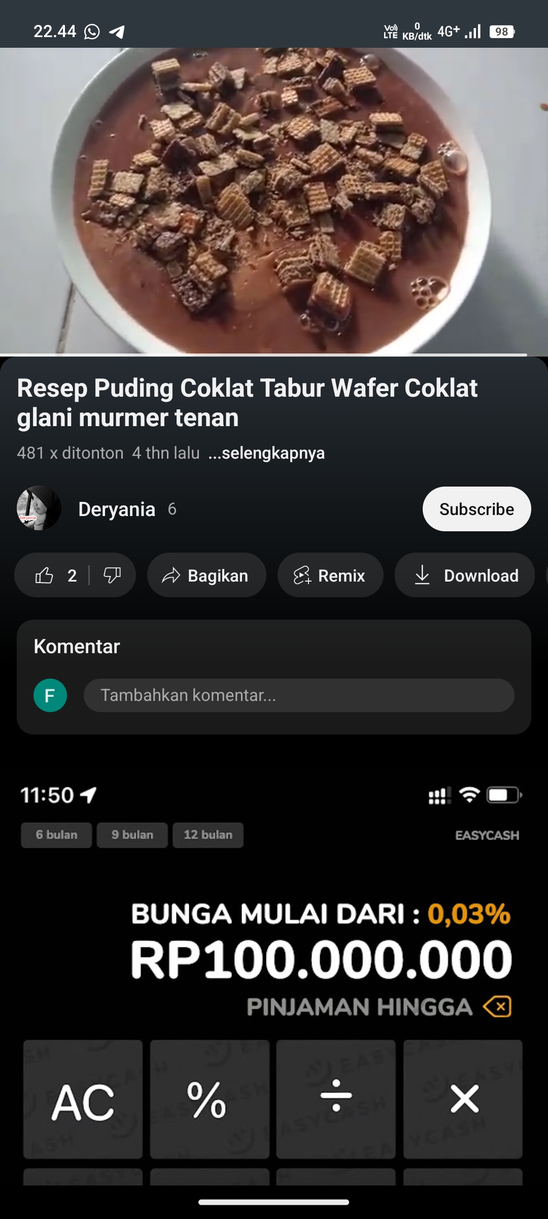 Puding Wafer Cokelat