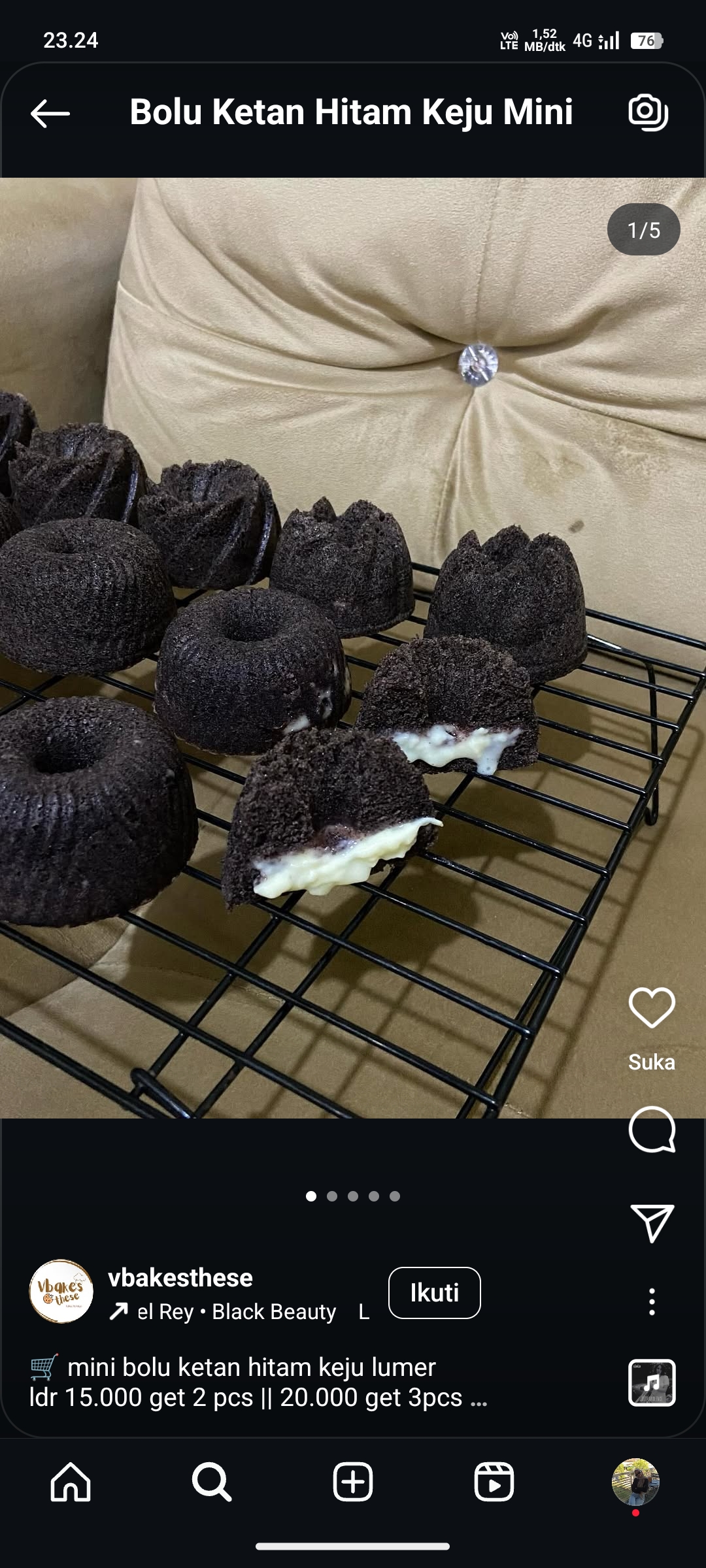 Bolu Ketan Hitam Keju Mini