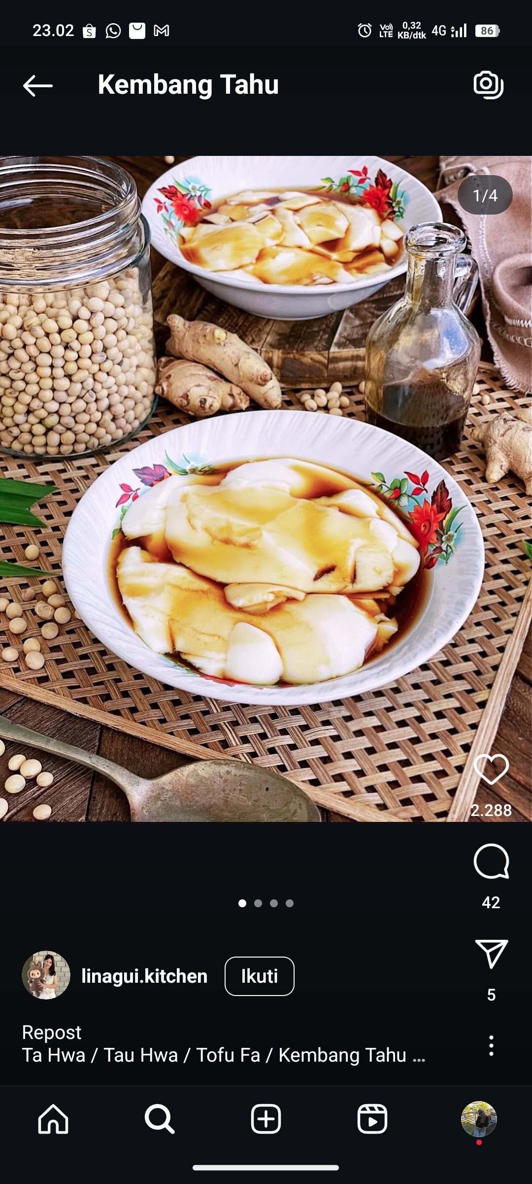 Kembang Tahu Kuah Jahe