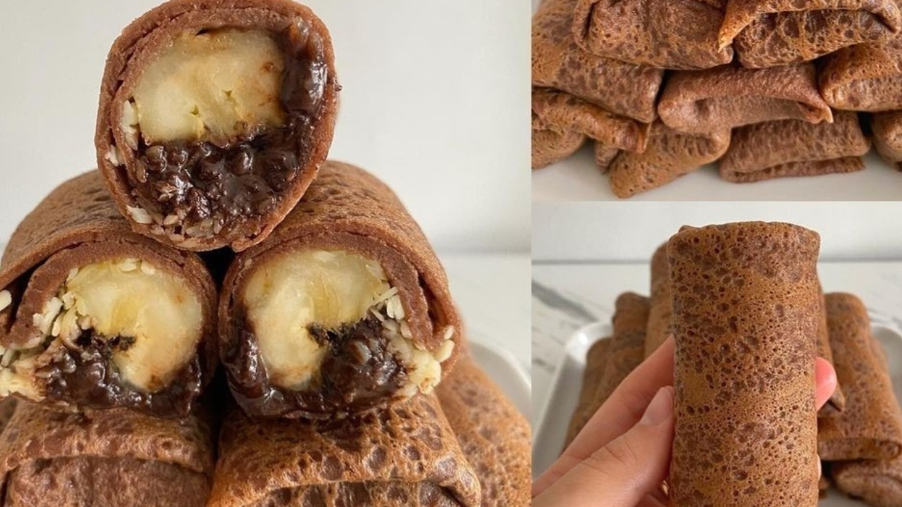 Kue dadar gulung dengan isi pisang