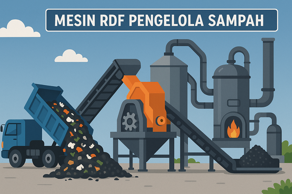 ilustrasi mesin pengelola sampah RDF