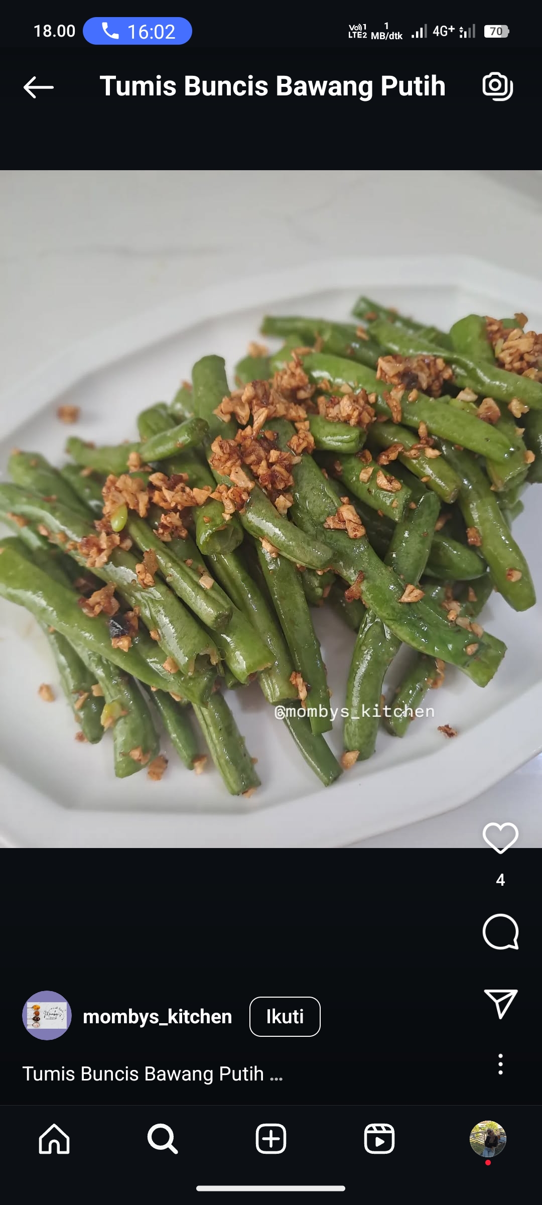 Tumis Buncis Bawang Putih
