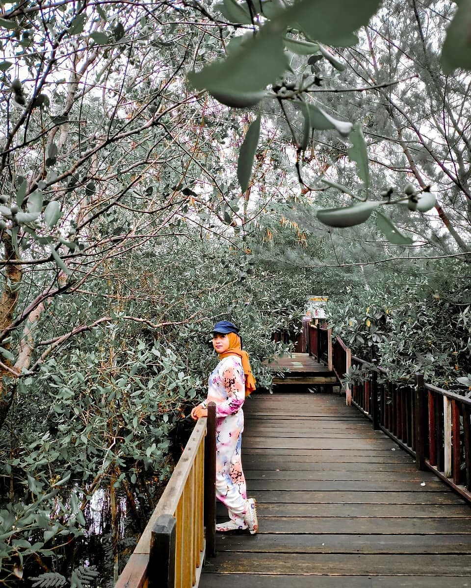 Pengunjung berfoto di Mangrove Wonorejo