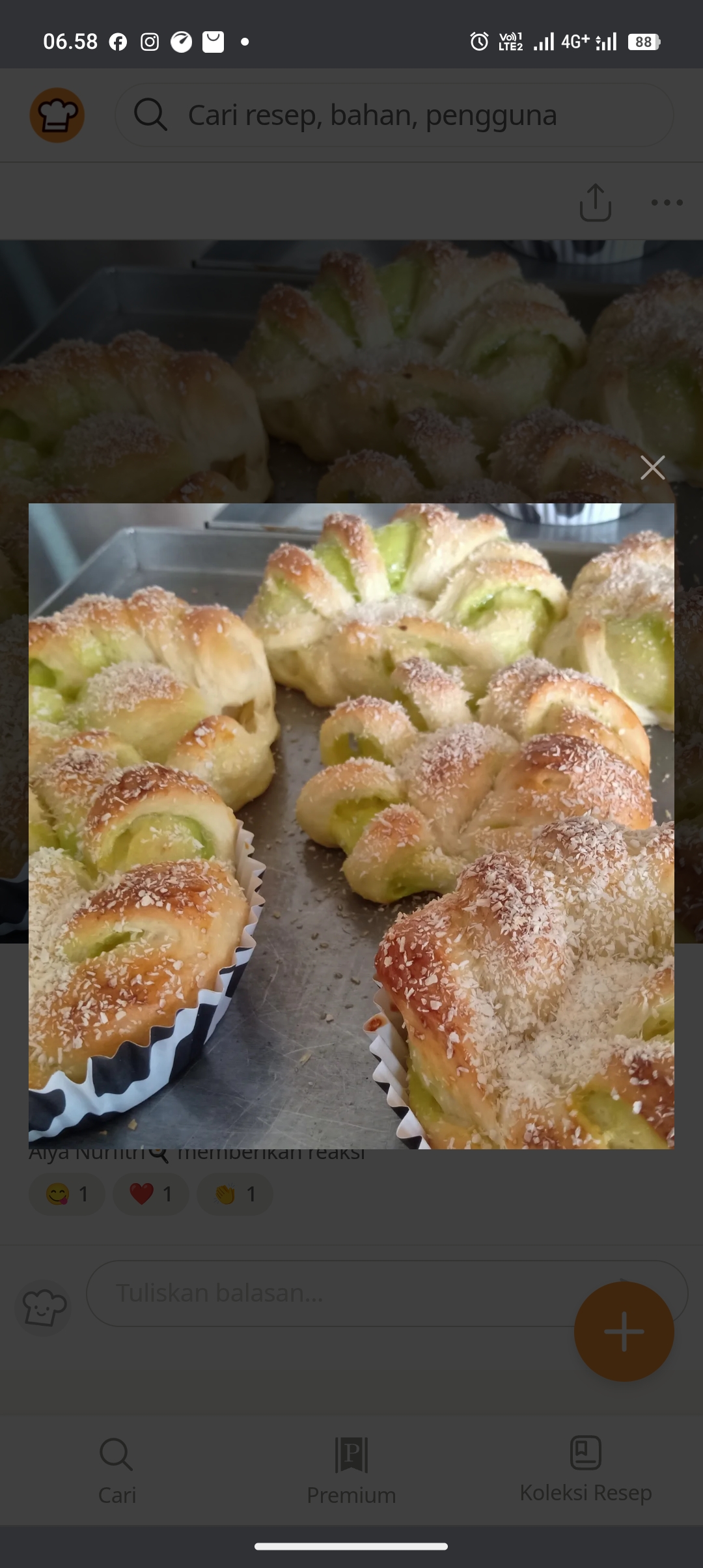 Roti Manis Pandan Soft Roll yang mudah dibuat