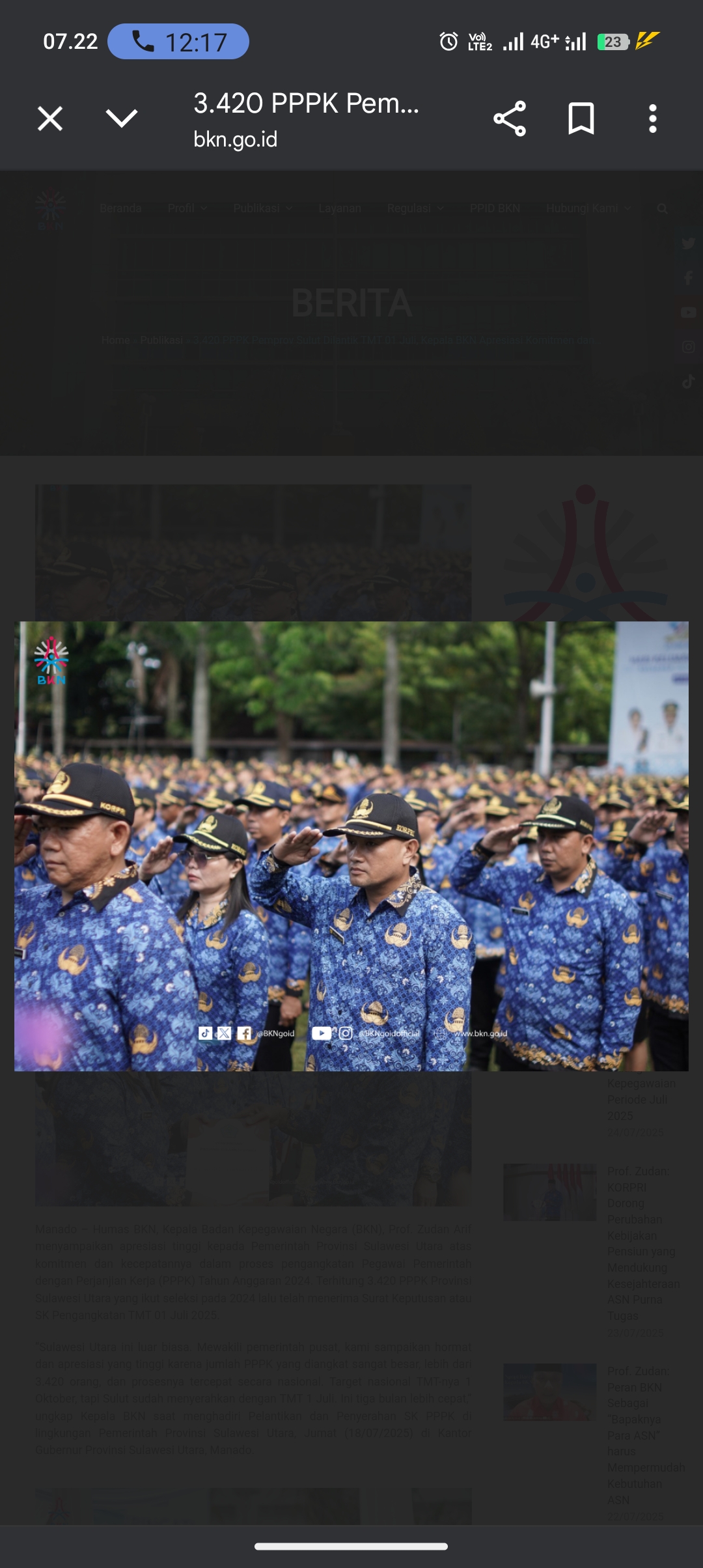 Ilustrasi PPPK dan CPNS saat melakukan upacara