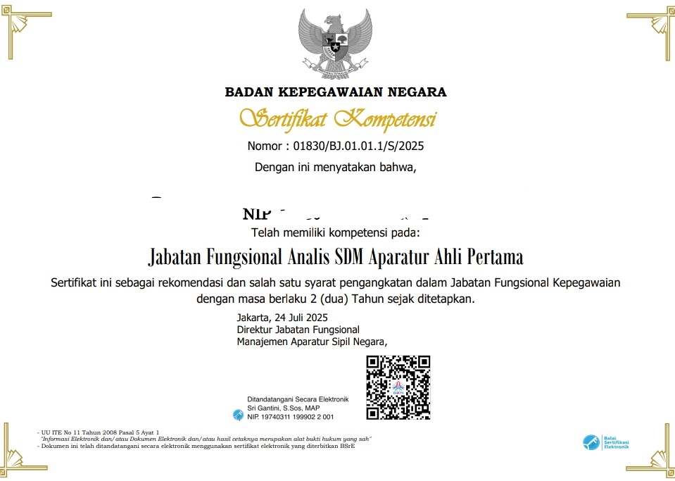 Sertifikat Uji Kompetensi kepegawaian